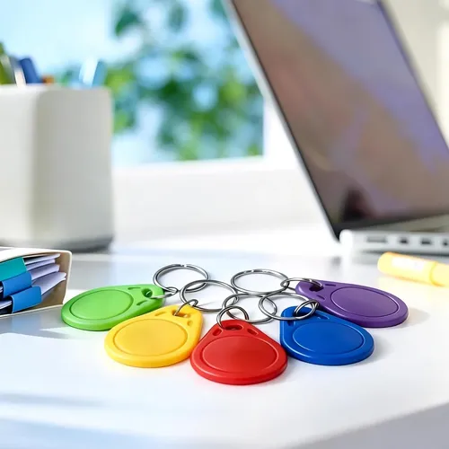 Llaveros NFC de distintos colores con anilla metálica